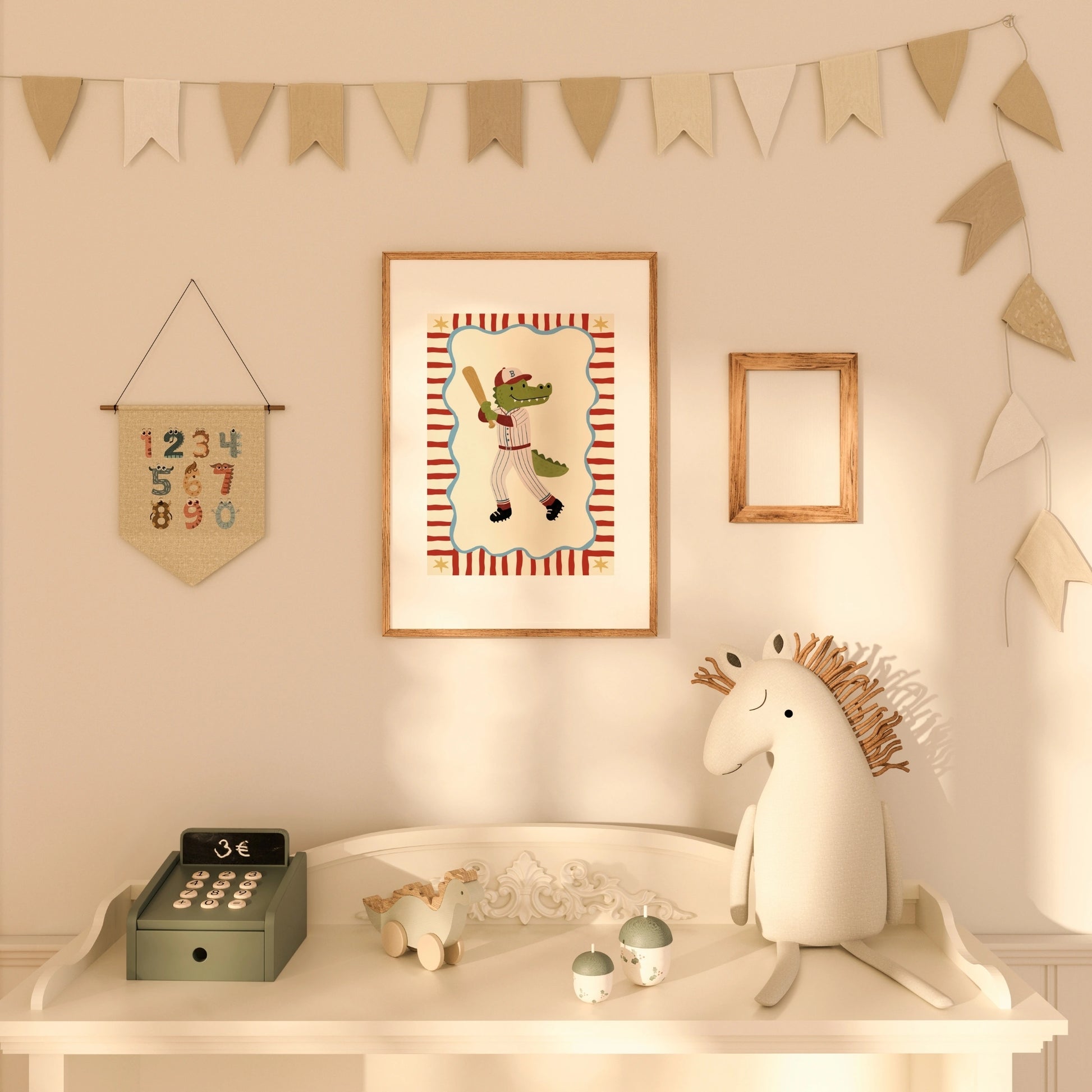 Baseball Crocodile Nursery Print