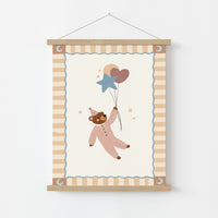 Teddy Bear Circus Balloon Print, Circus Nursery Decor