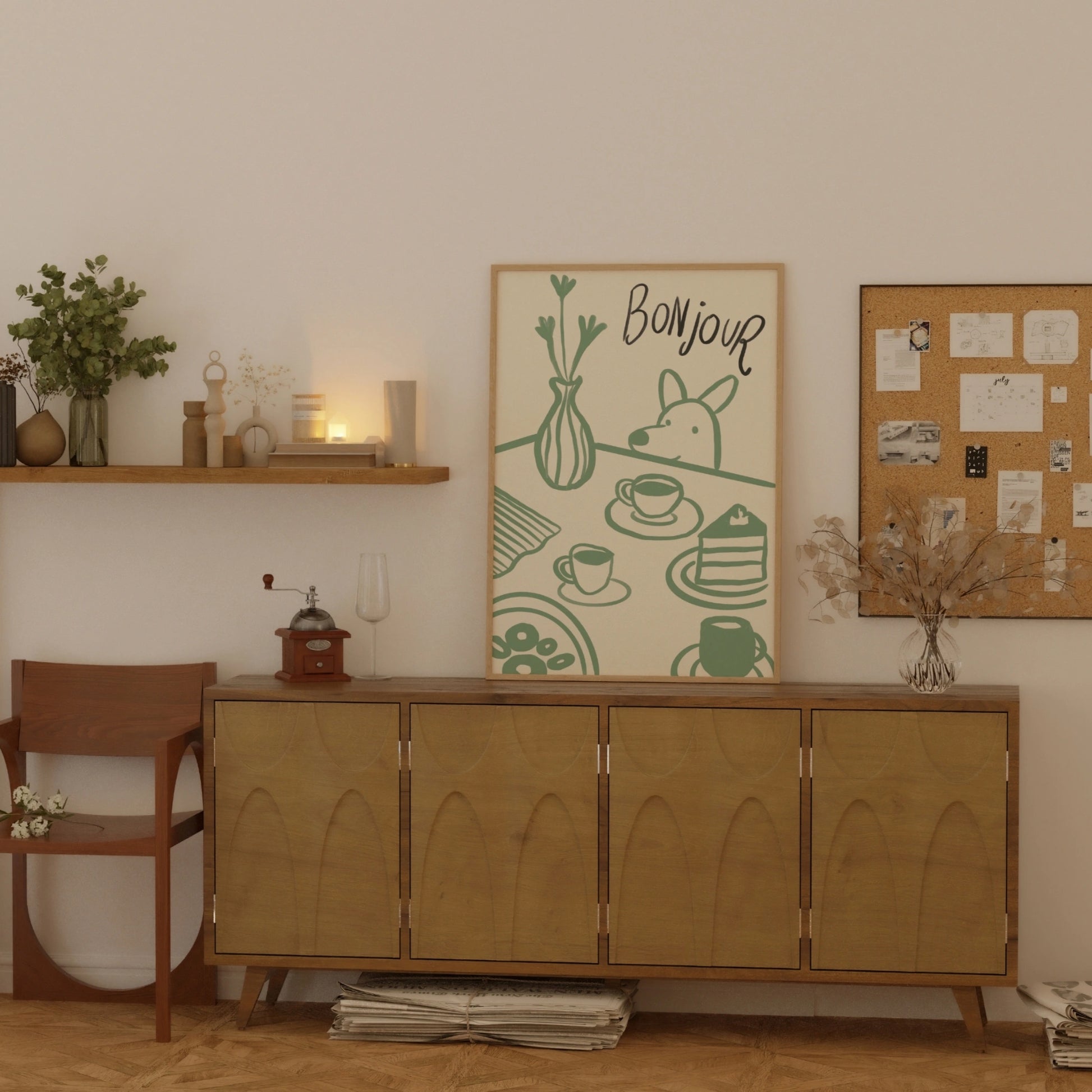 Decorazione murale per la tavola da pranzo italiana – Stampa di pasta, vino e cucina