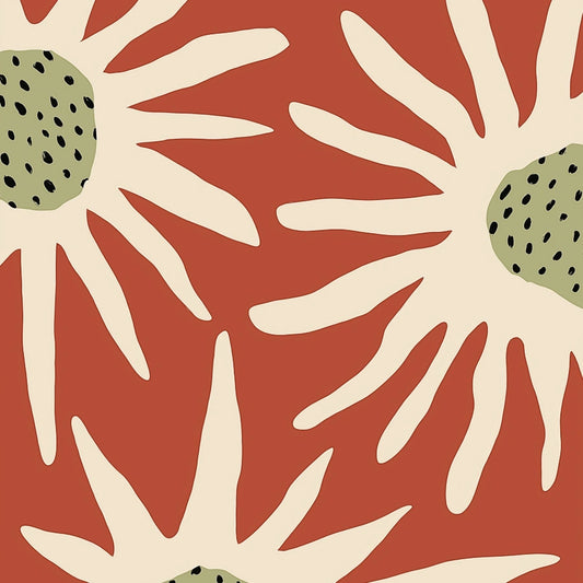 Terracotta Flower Wall Art – Abstract Modern Sunburst Print