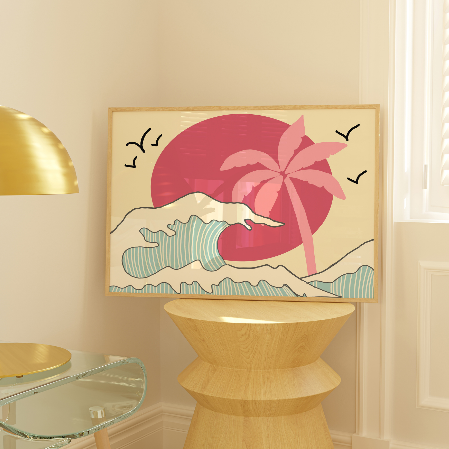 Tropical Wave Print – Retro Coastal Wall Art