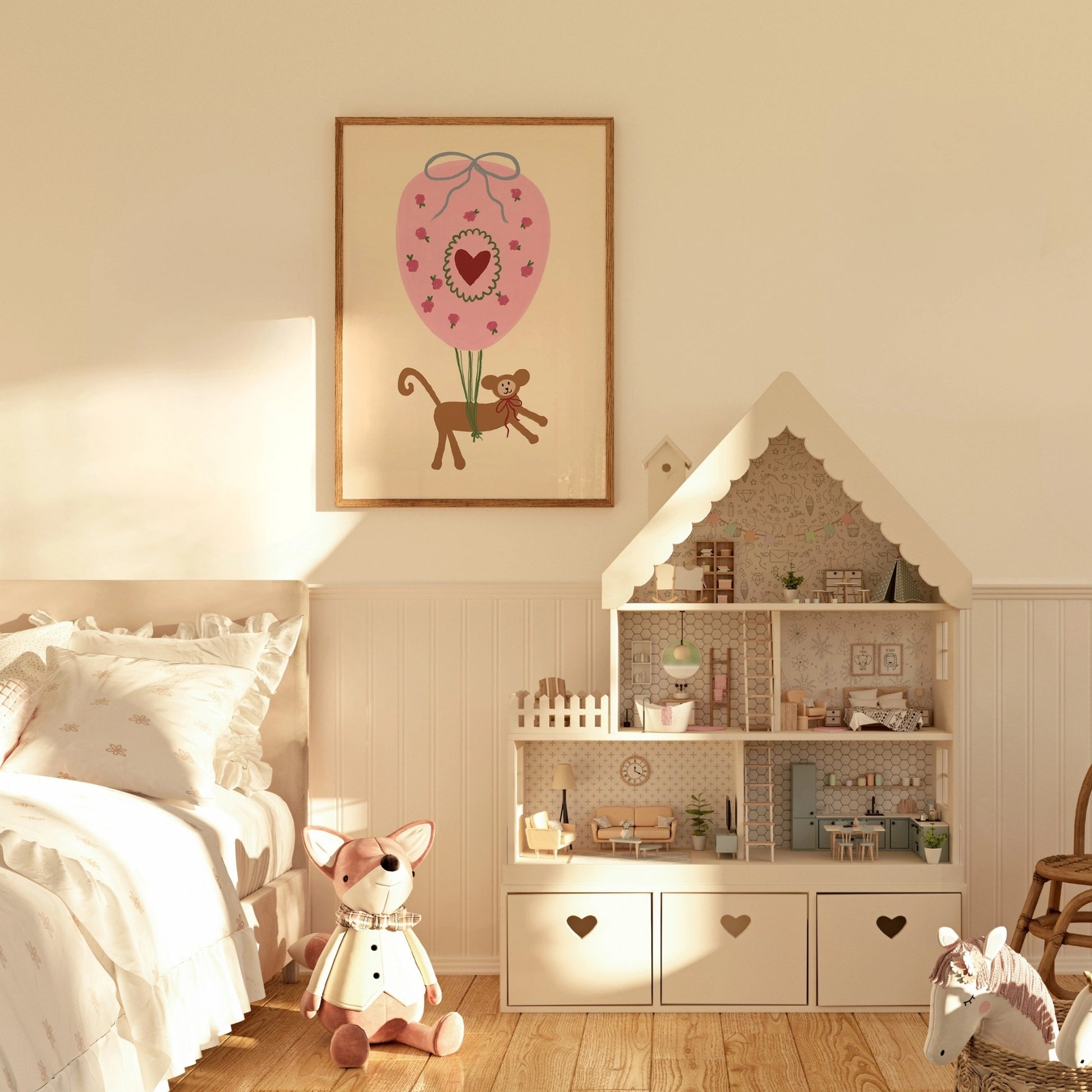 Impression pour chambre d'enfant Singe Ballon