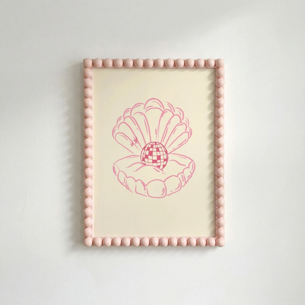 Disco Pearl Print – Fun Pink Coastal Wall Art, Coastal Wall Decor