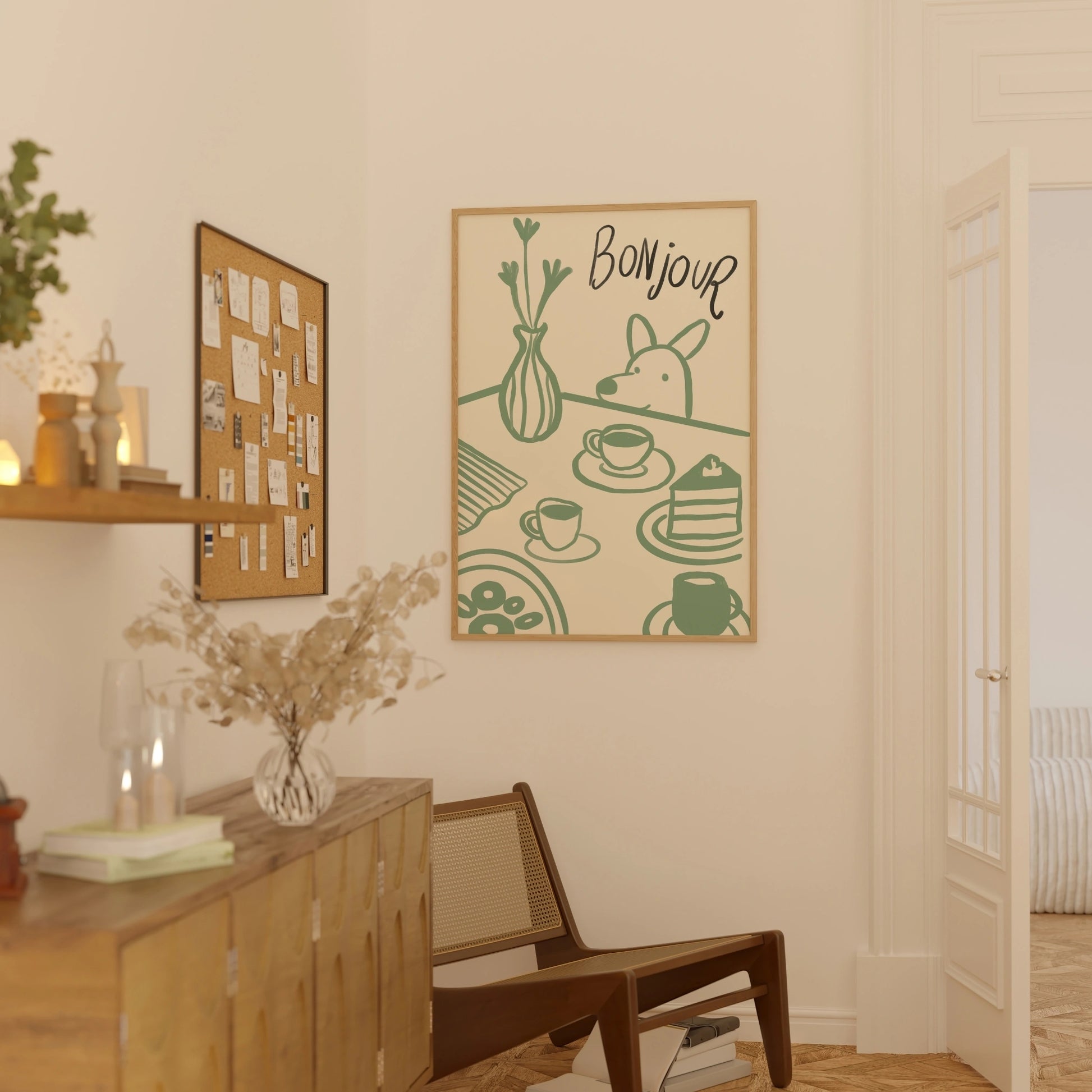 Decorazione murale per la tavola da pranzo italiana – Stampa di pasta, vino e cucina