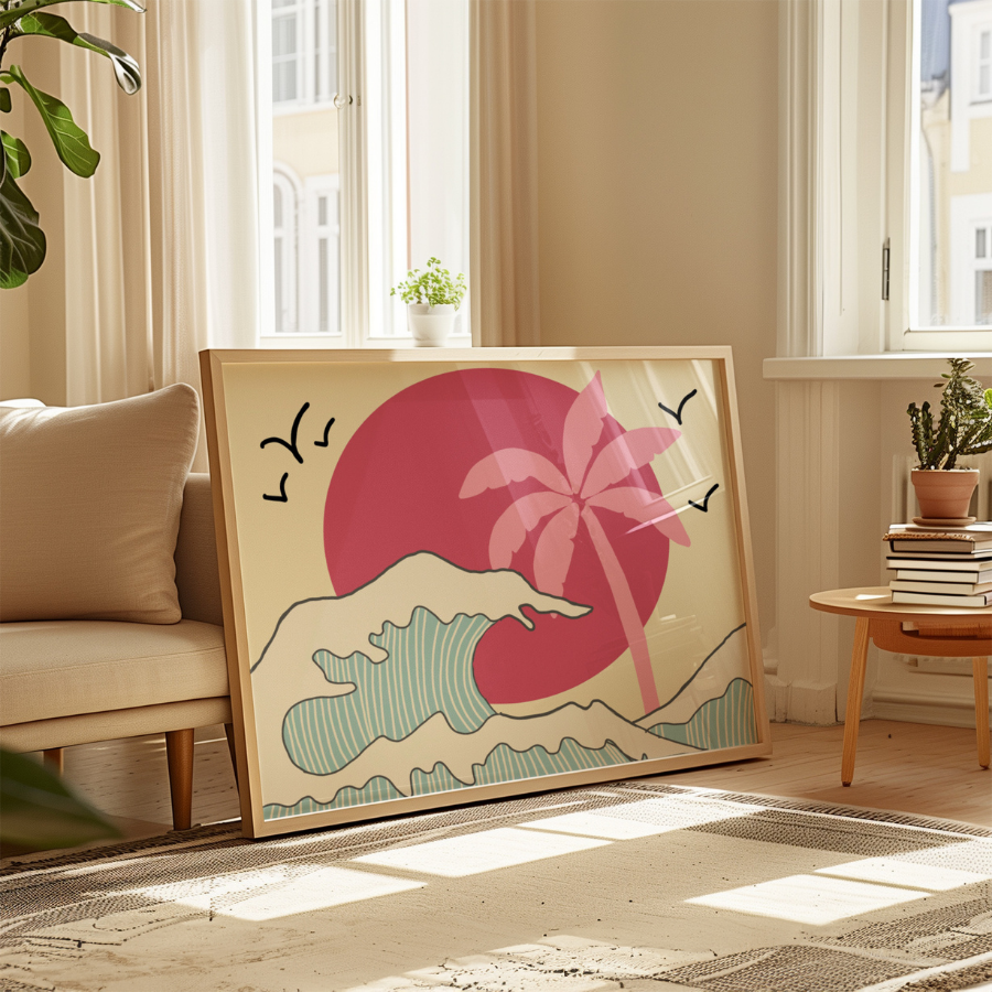 Tropical Wave Print – Retro Coastal Wall Art