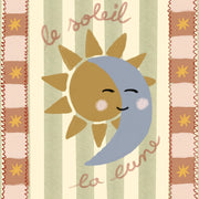 Le Soleil et la Lune Green – Art mural pour chambre de bébé et enfants