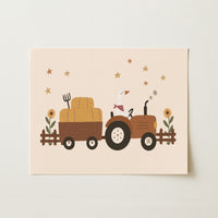 Vintage Farm Tractor with Goose – Nursery & Kids Wall Art