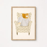 Jane Austen Reading Print – Cozy Book Wall Art