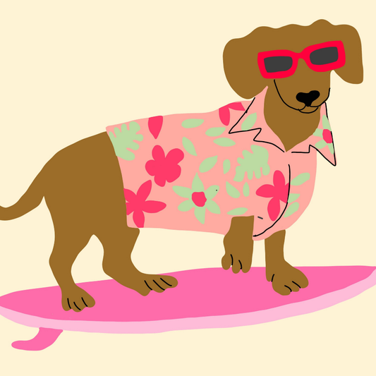 Surf Dog Print – Funny Tropical Wall Art