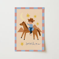 Impression de chambre d'enfant Cowboy - Décoration murale Yeehaw pour enfants