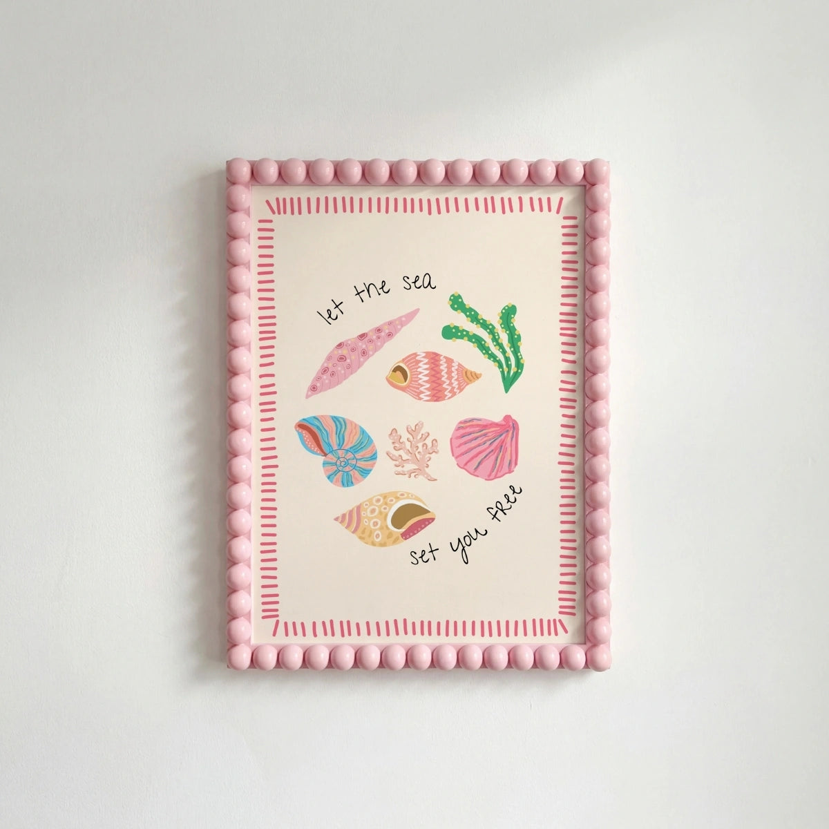 Pink Seashell Poster, Coastal Wall Decor