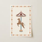 Vintage Carousel Bear – Nursery & Kids Wall Art