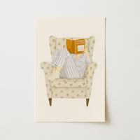 Jane Austen Reading Print – Cozy Book Wall Art