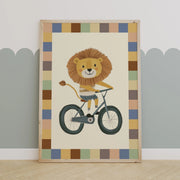 Lion on Bike – Nursery & kids wall art