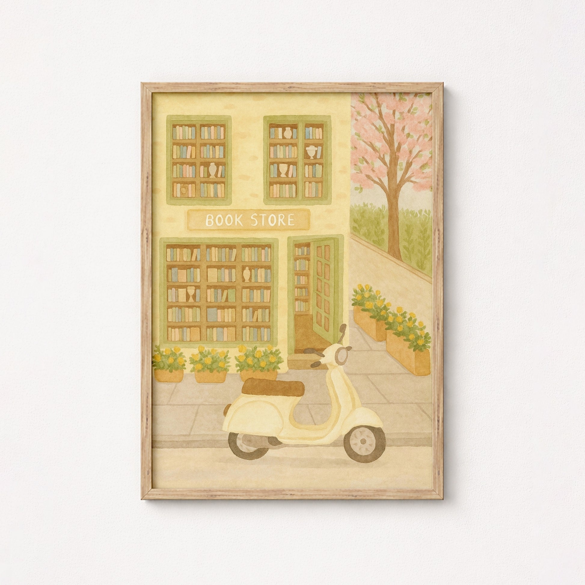 Décoration murale de librairie – Illustration imprimée de librairie