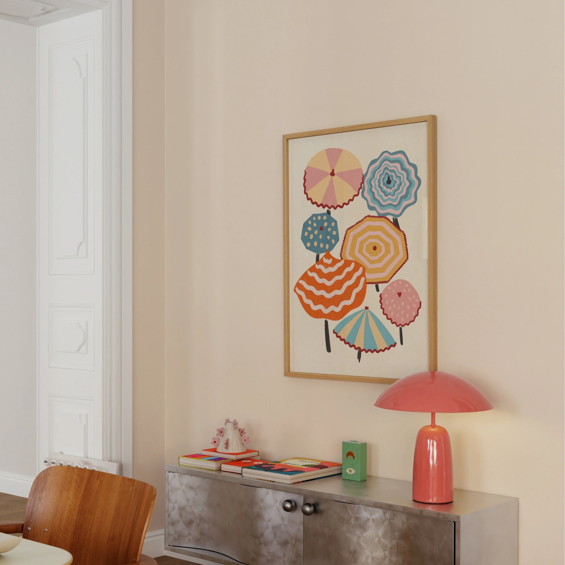 Colorful Beach Umbrella Wall Art, Coastal Wall Decor