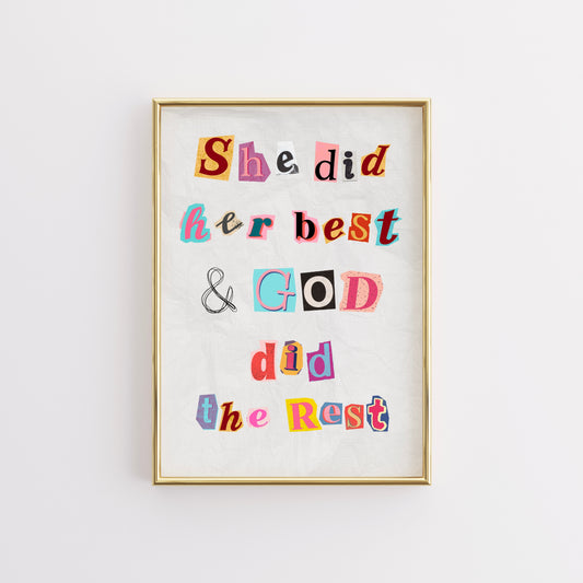 She Did Her Best Wall Art – Christian Motivational Print