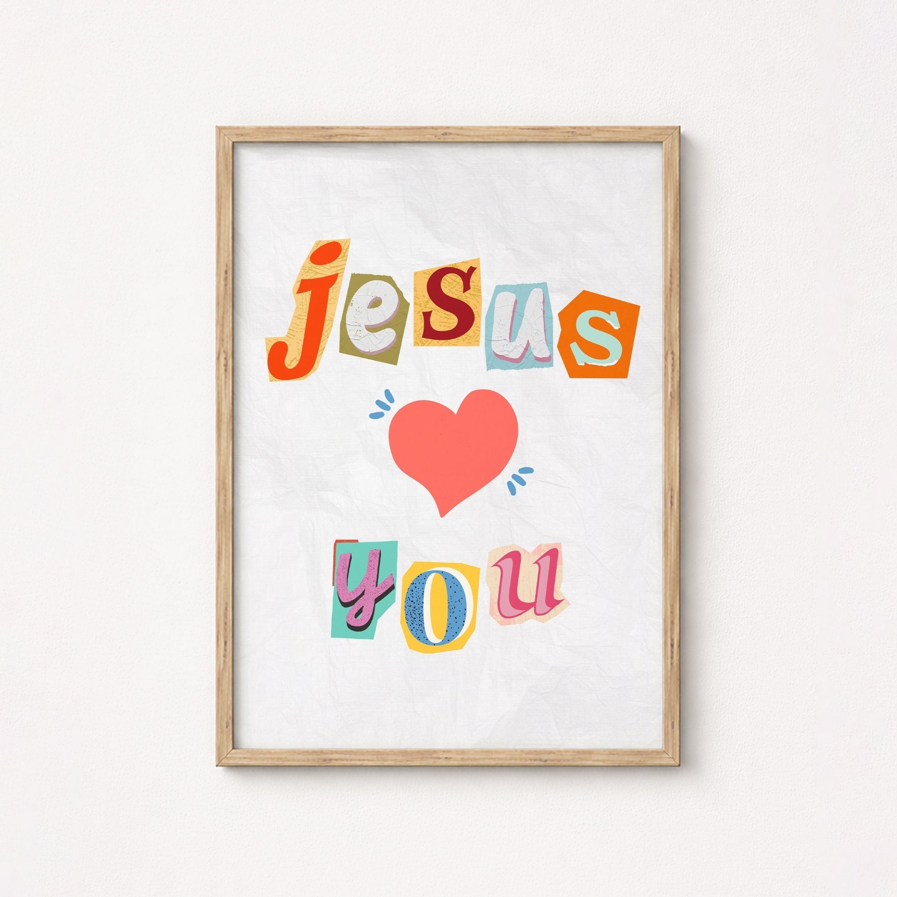 Jesus Loves You Print – Christian Collage Wall Art, Christian Wall Decor