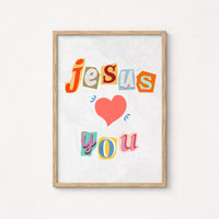 Jesus Loves You Print – Christian Collage Wall Art, Christian Wall Decor
