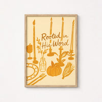 Arte murale "Radicato nella Sua Parola" - Stampa cristiana autunnale