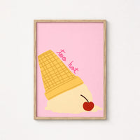 Too Hot Ice Cream Wall Art - Funny Summer Poster