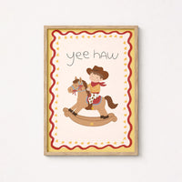 Affiche murale pour chambre de bébé cowboy avec inscription « Yee Haw »
