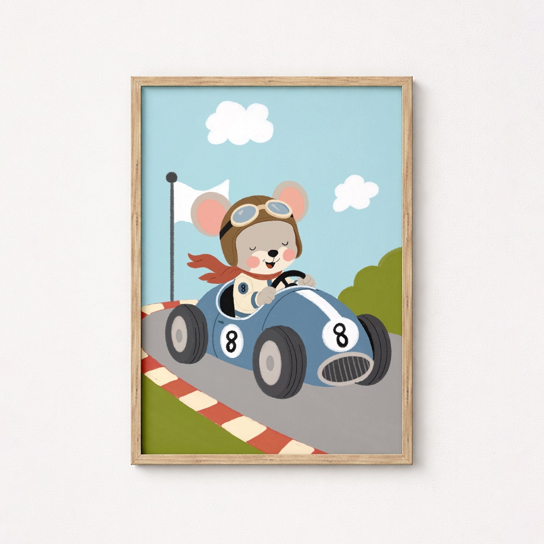 Race Car Mouse Nursery Print