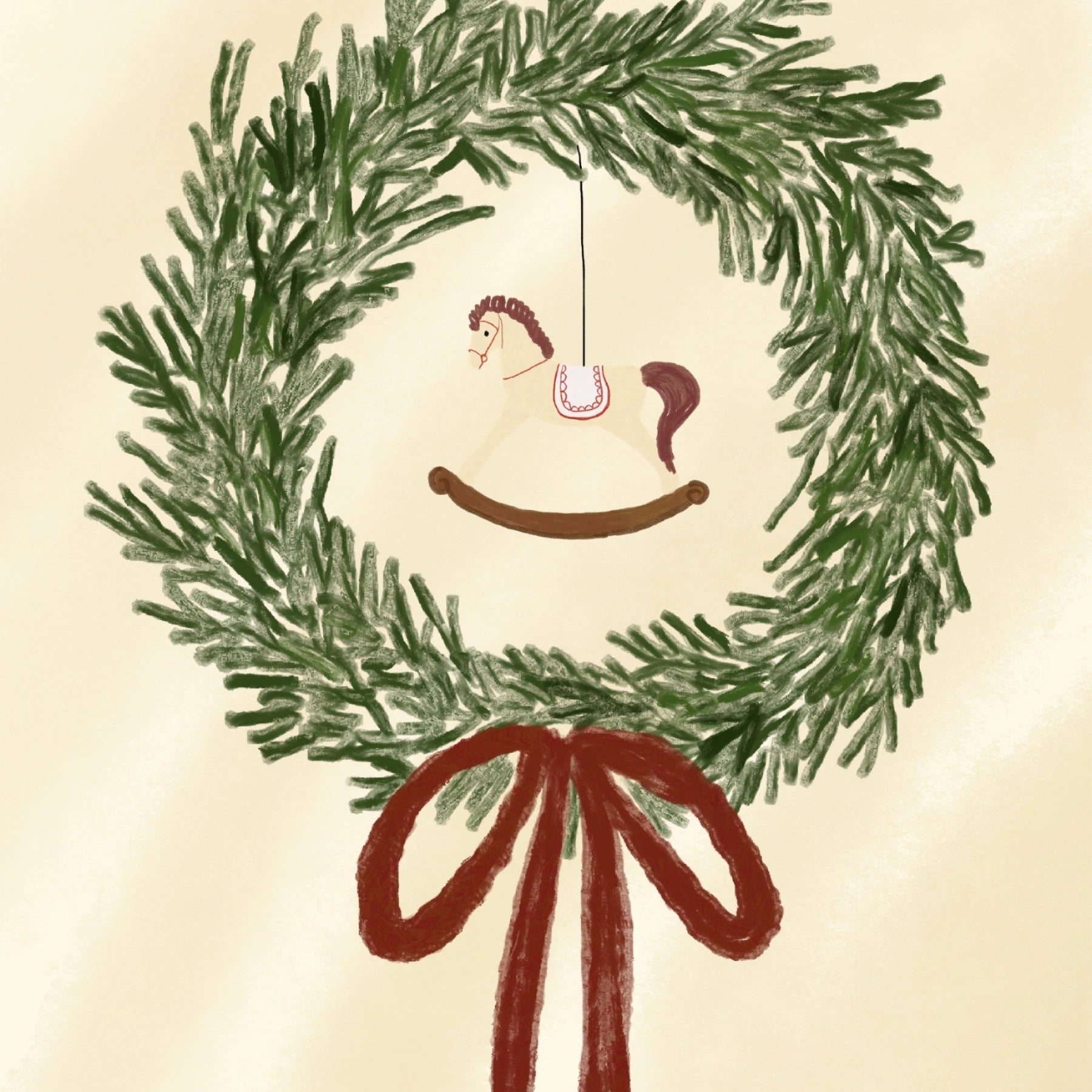Weihnachtskranz Schaukelpferd