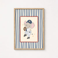 Baseball Elephant Nursery Print