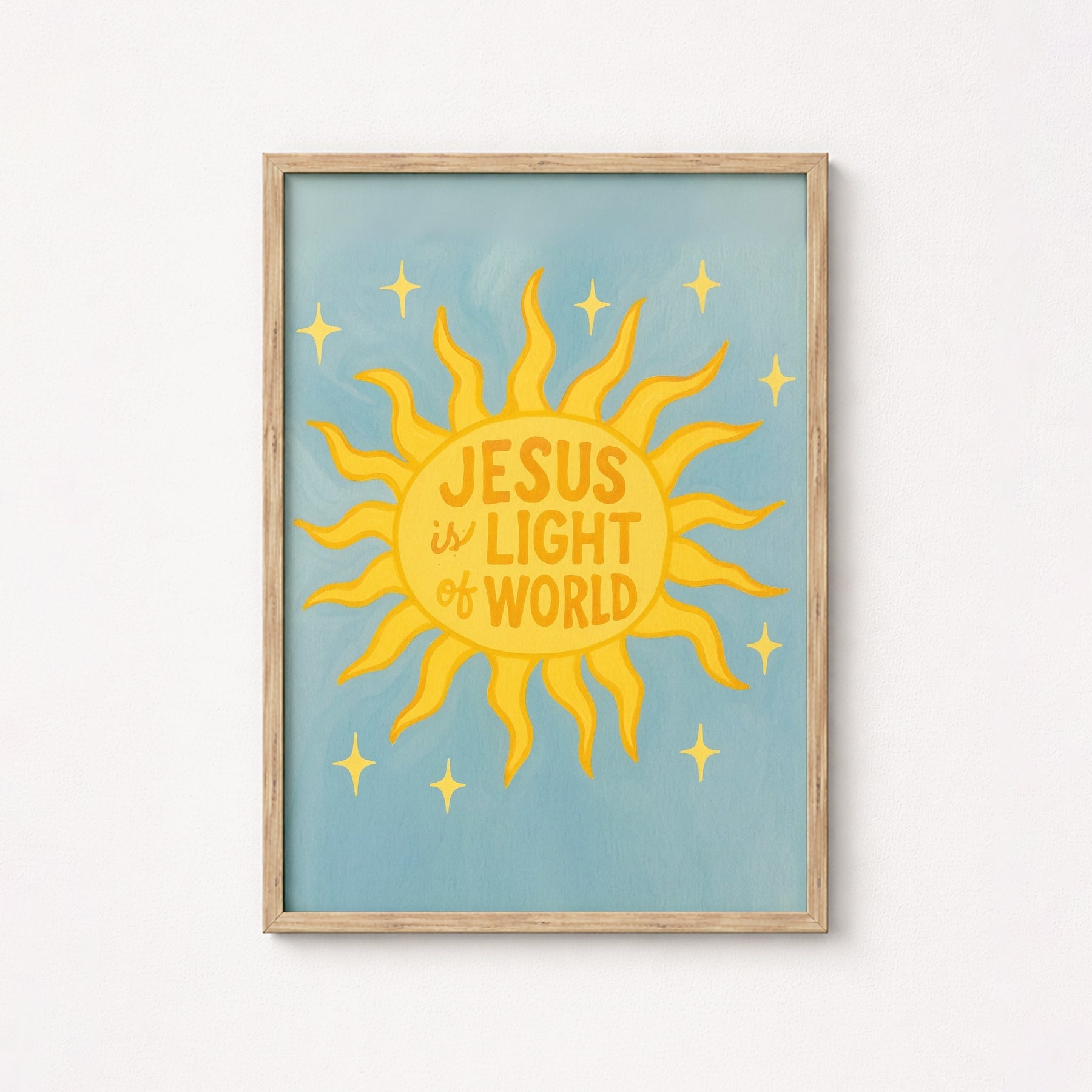 Jesus Is the Light of the World Wall Art – Christian Sun Illustration Print, Christian Wall Decor