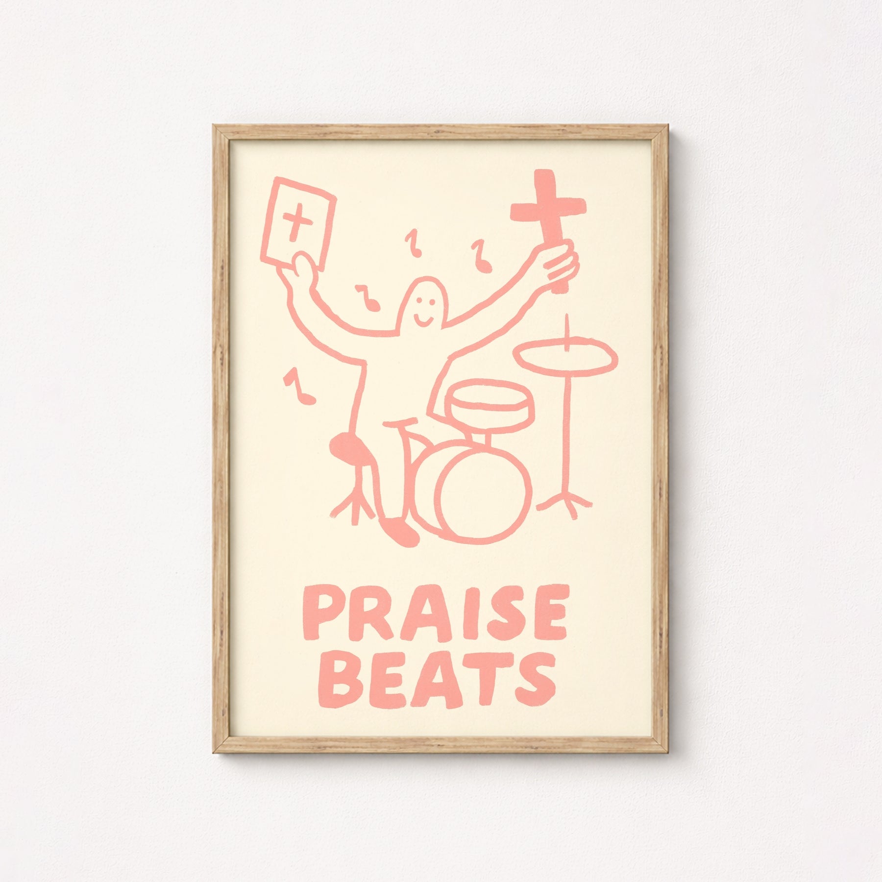 Praise Beats Christian Wall Art – Funny Drummer Bible Quote Print, Christian Wall Decor
