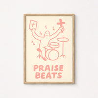 Praise Beats Christian Wall Art – Funny Drummer Bible Quote Print, Christian Wall Decor