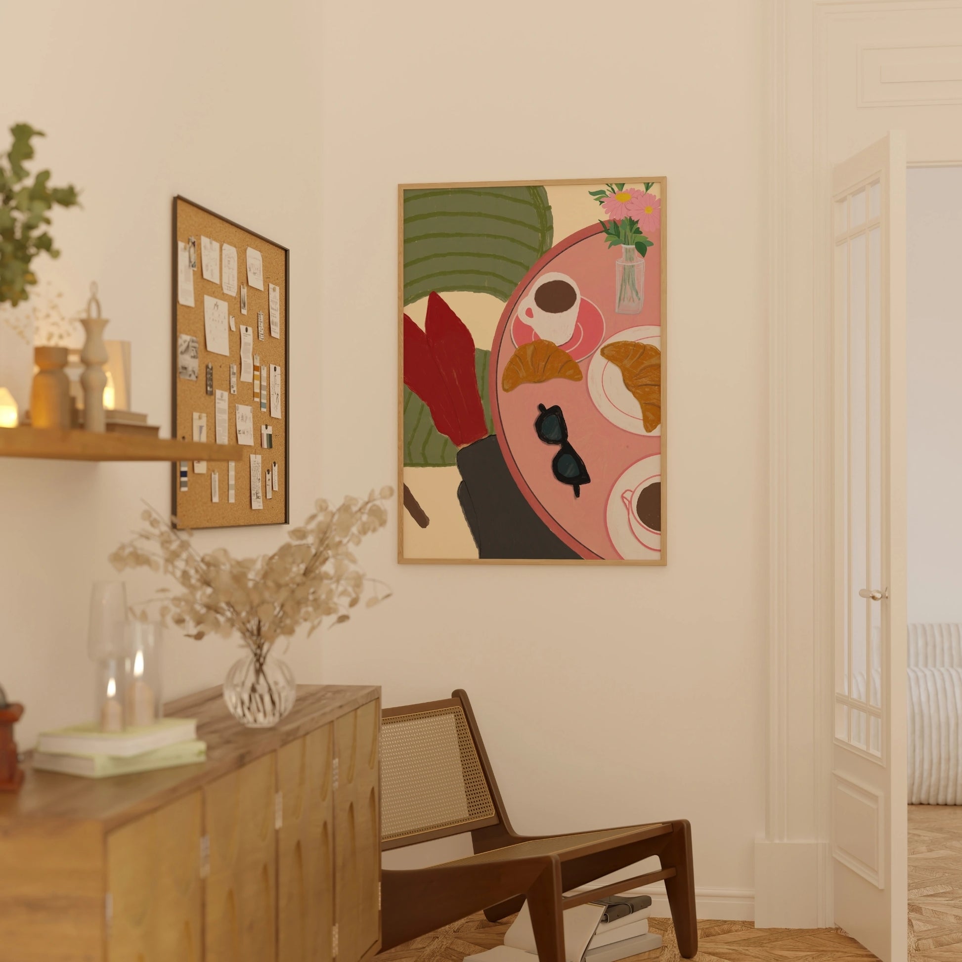 Decorazione murale per la tavola da pranzo italiana – Stampa di pasta, vino e cucina