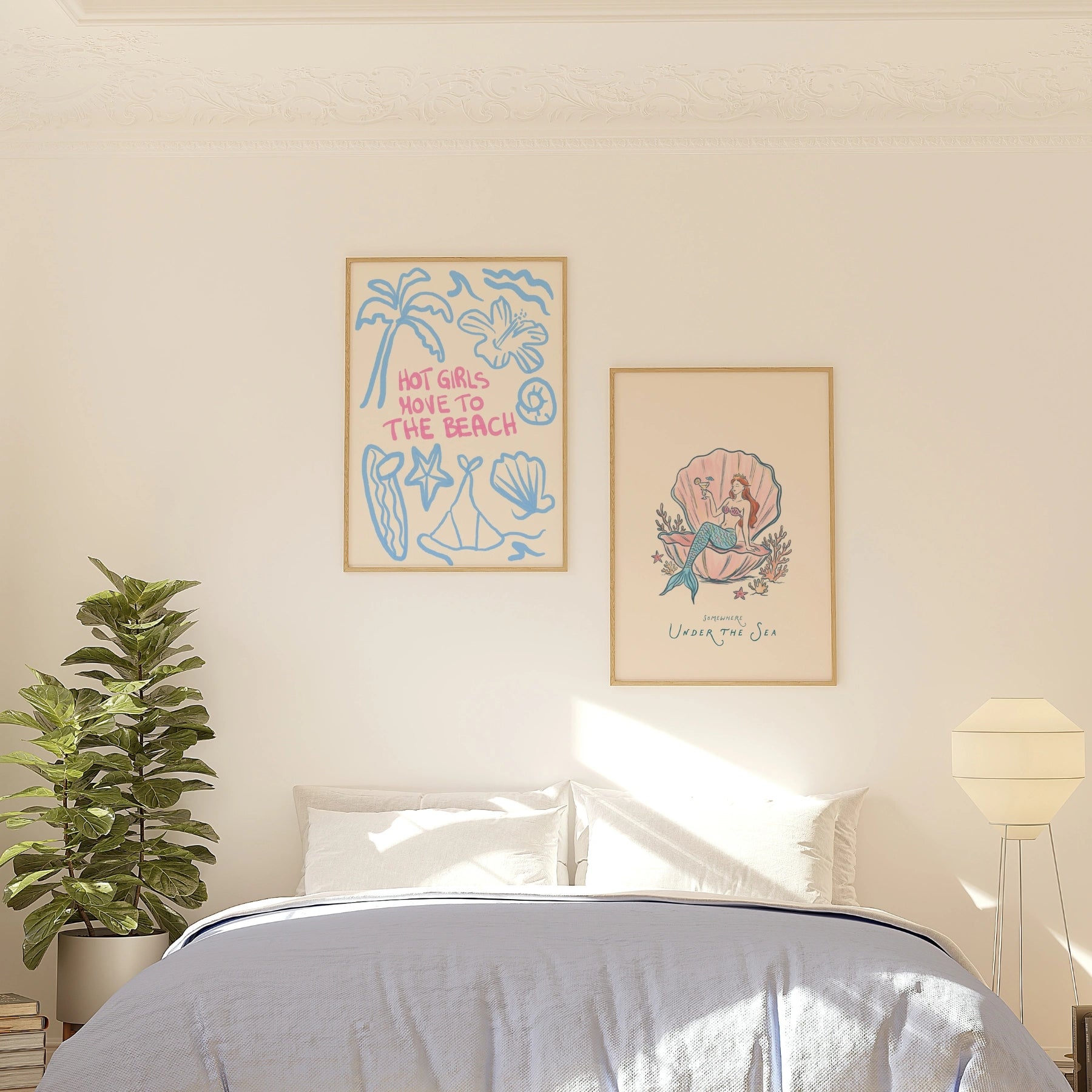 Set de 2 láminas decorativas de pared estilo costero