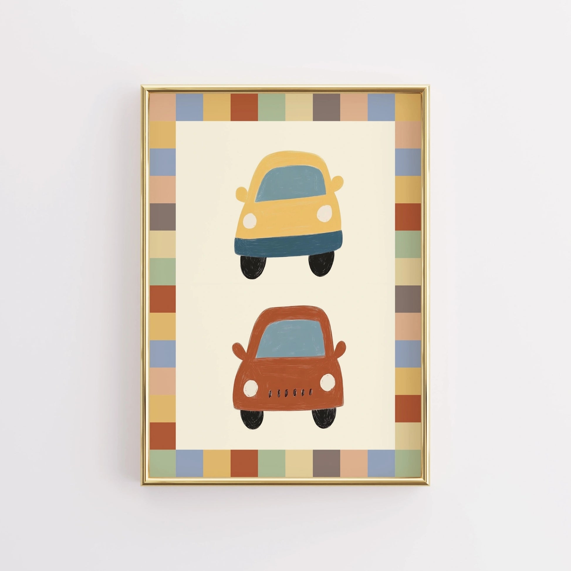 Arte murale per bambini con auto - Stampa colorata per la cameretta dei bambini