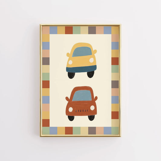 Cars Wall Art for Kids - Colorful Vehicle Nursery Print