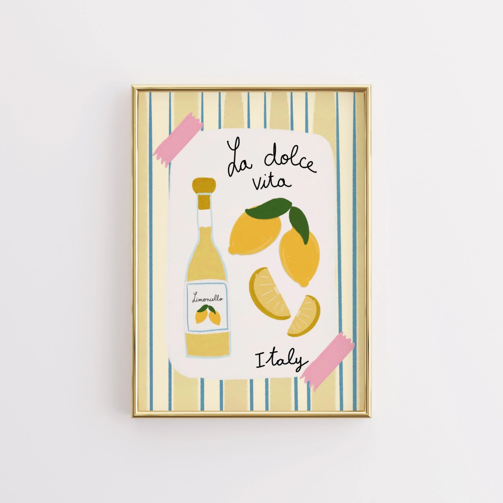 Decorazione murale per la tavola da pranzo italiana – Stampa di pasta, vino e cucina