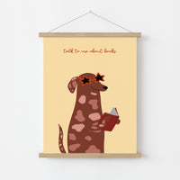 Talk to Me About Books Wall Art – Funny Dog Reading Poster