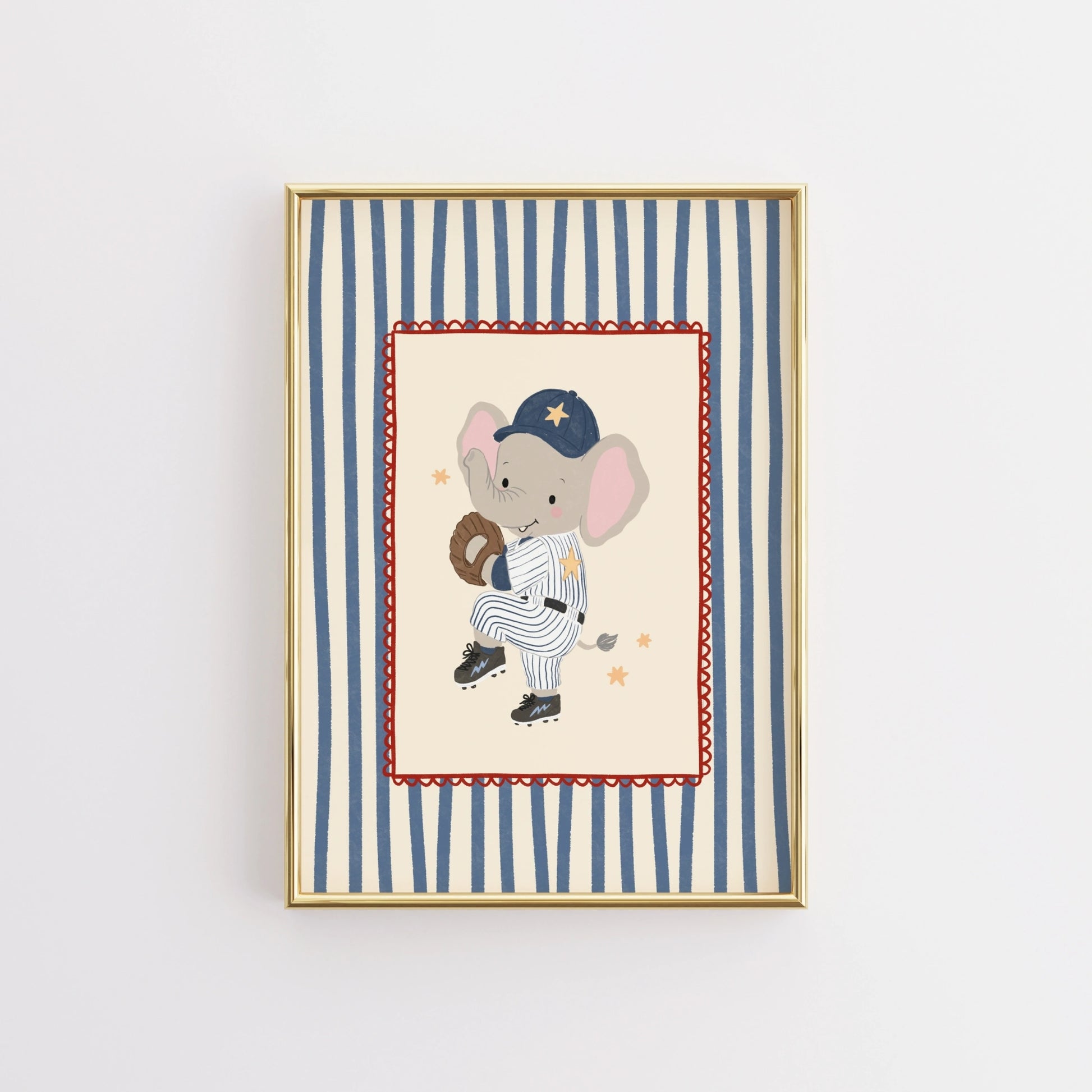 Baseball Elephant Nursery Print