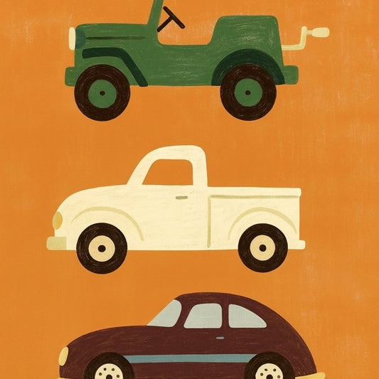Vintage Cars Nursery Print