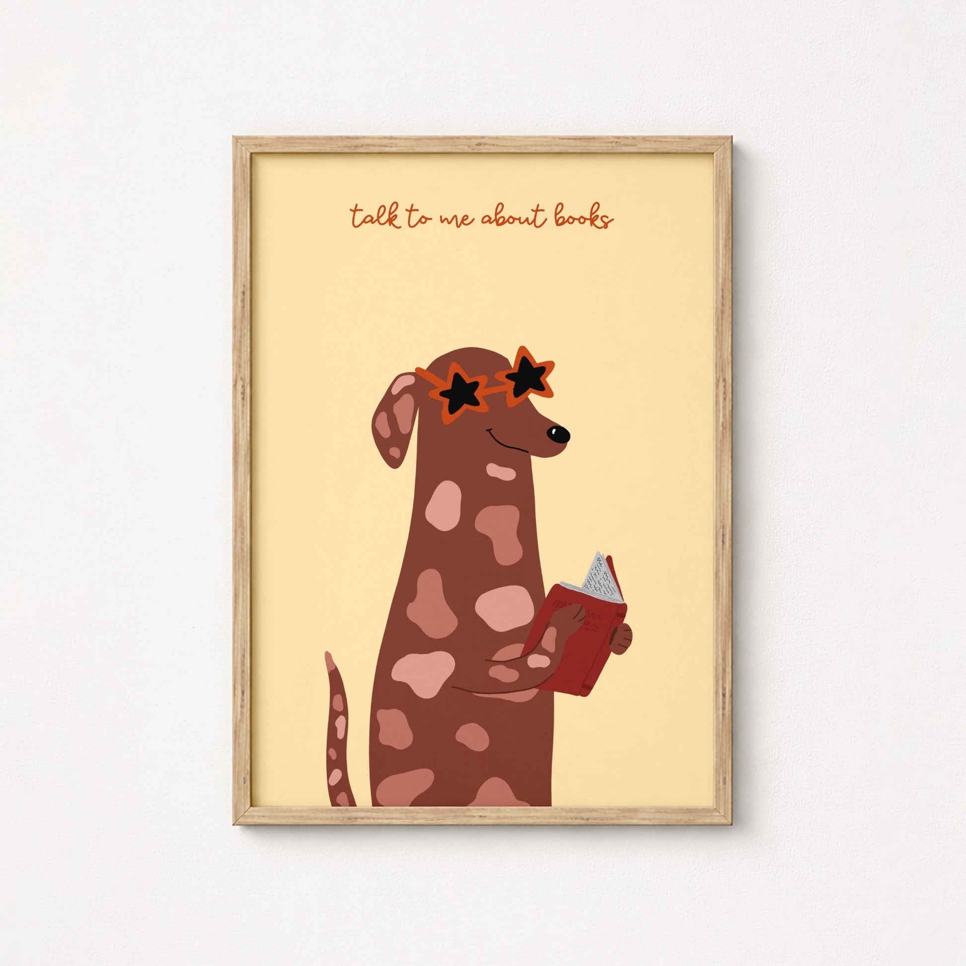 Talk to Me About Books Wall Art – Funny Dog Reading Poster