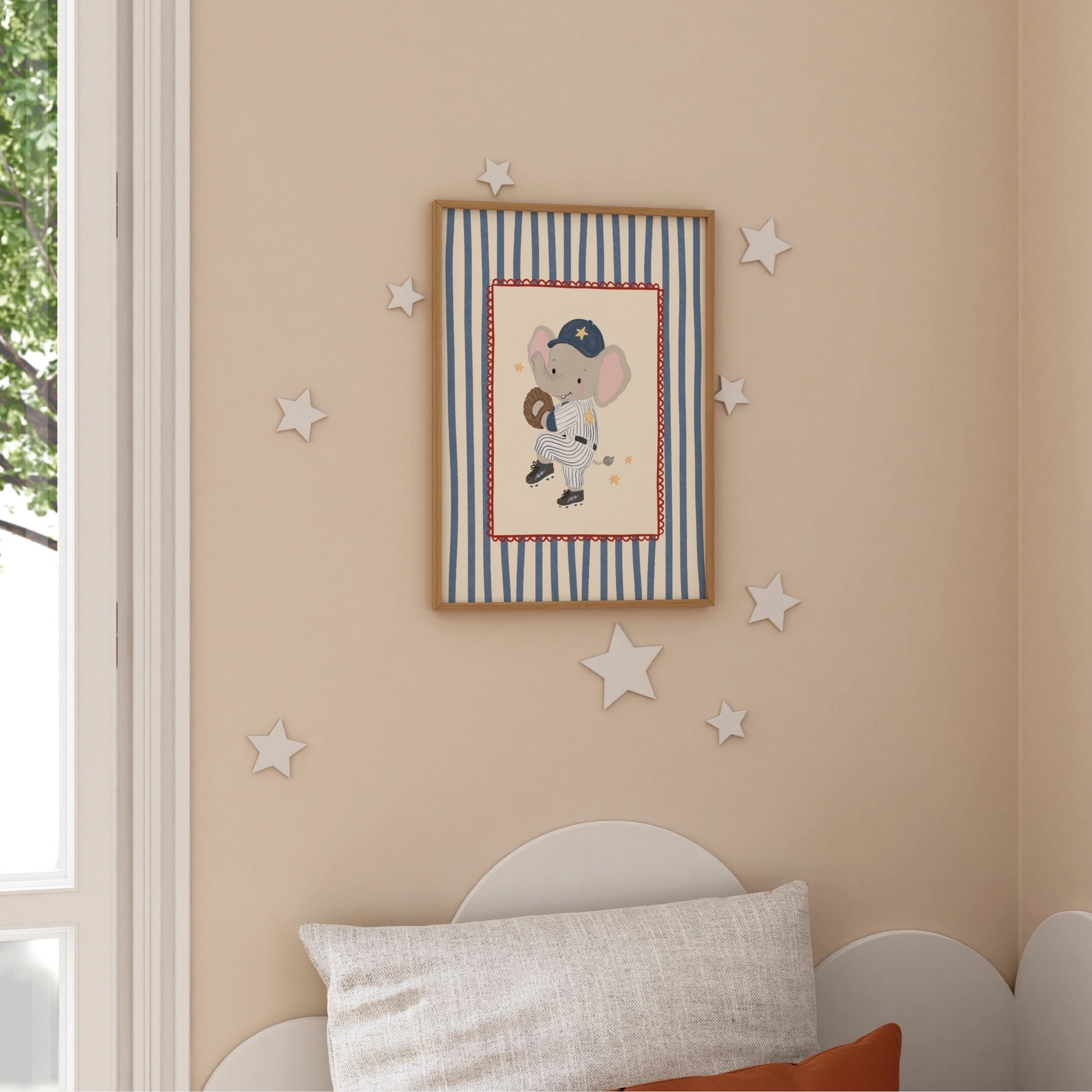 Baseball Elephant Nursery Print