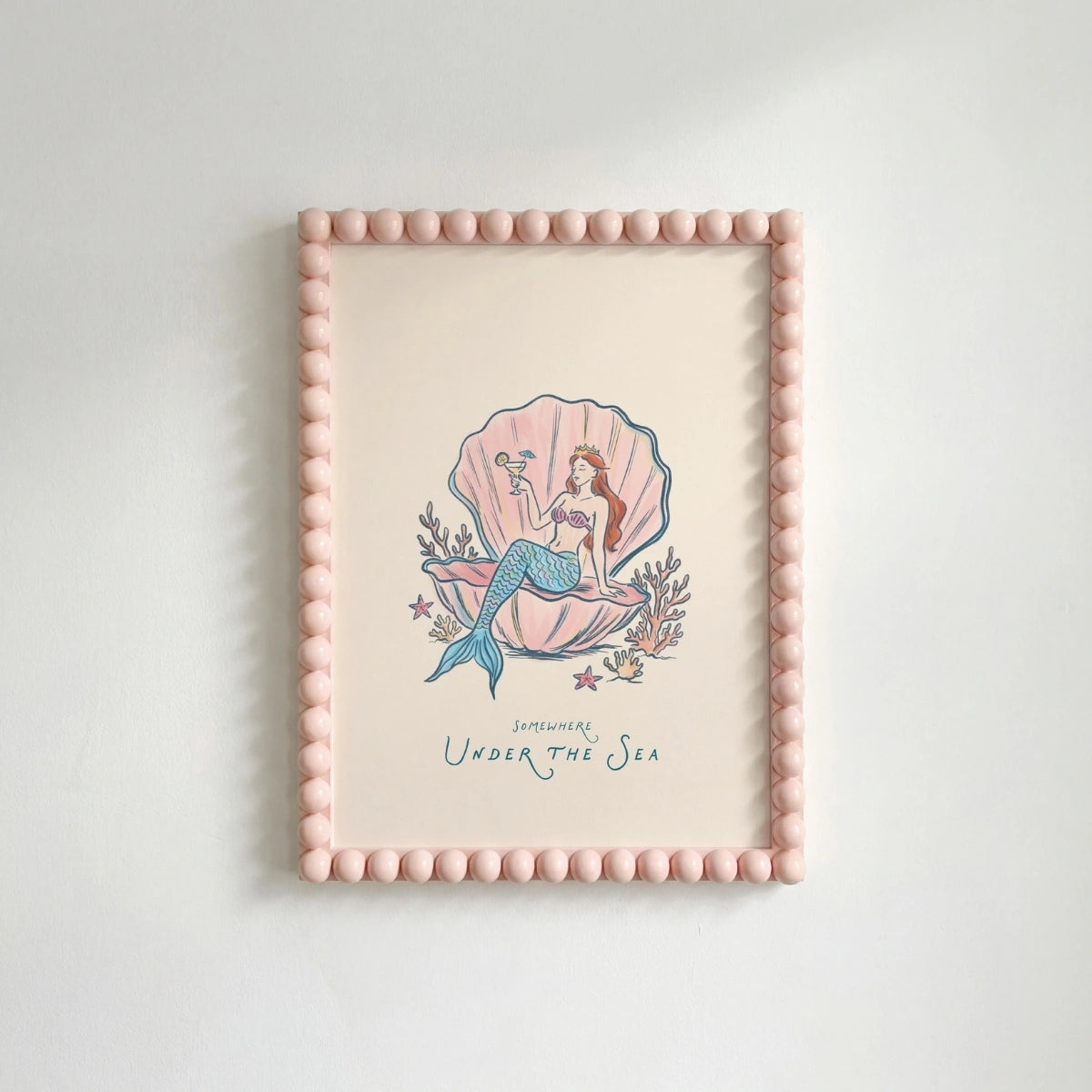 Arte de pared sirena, decoración de pared costera