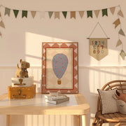 Blue Floral Hot Air Balloon – Nursery & Kids Wall Art