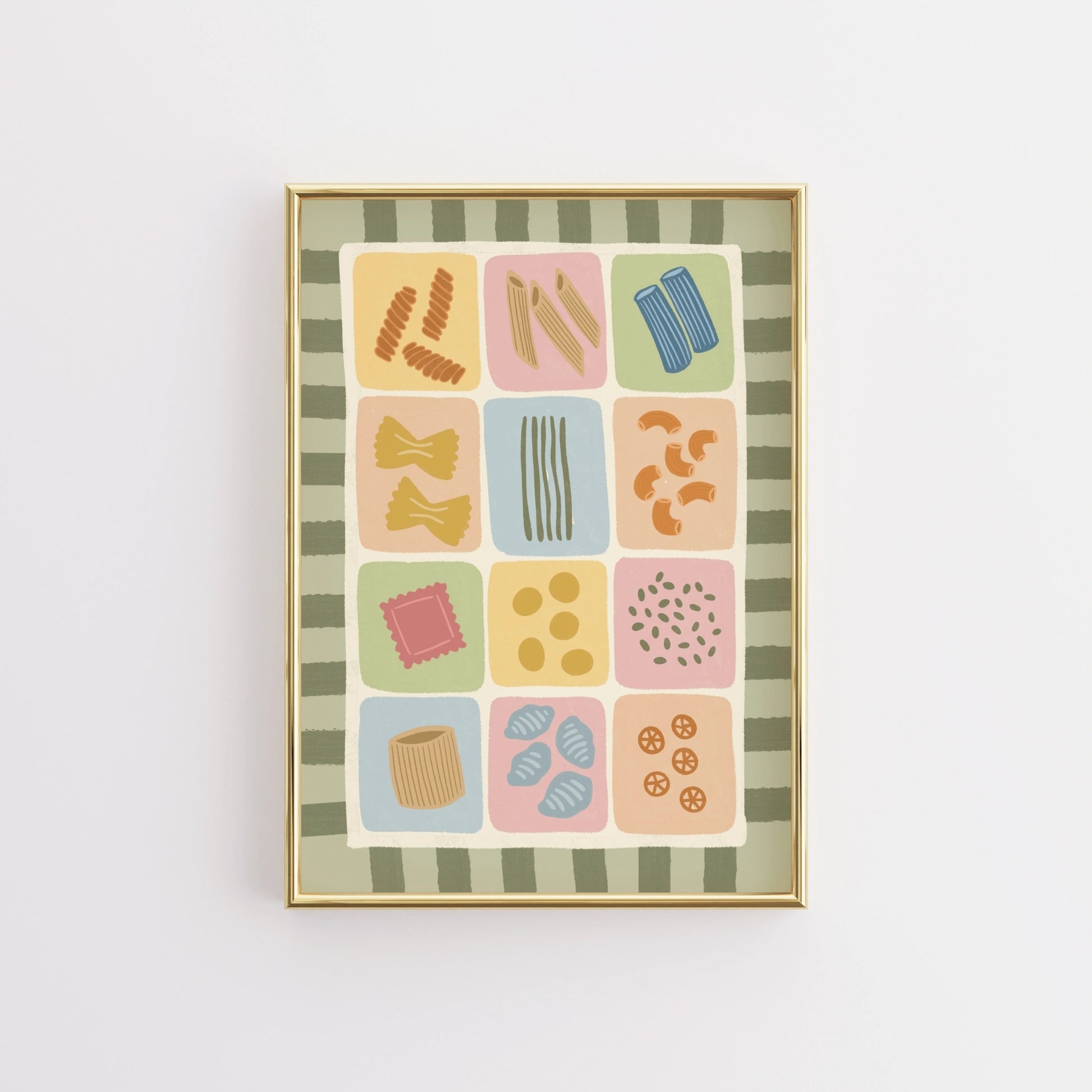Poster con tabella illustrata della pasta colorata