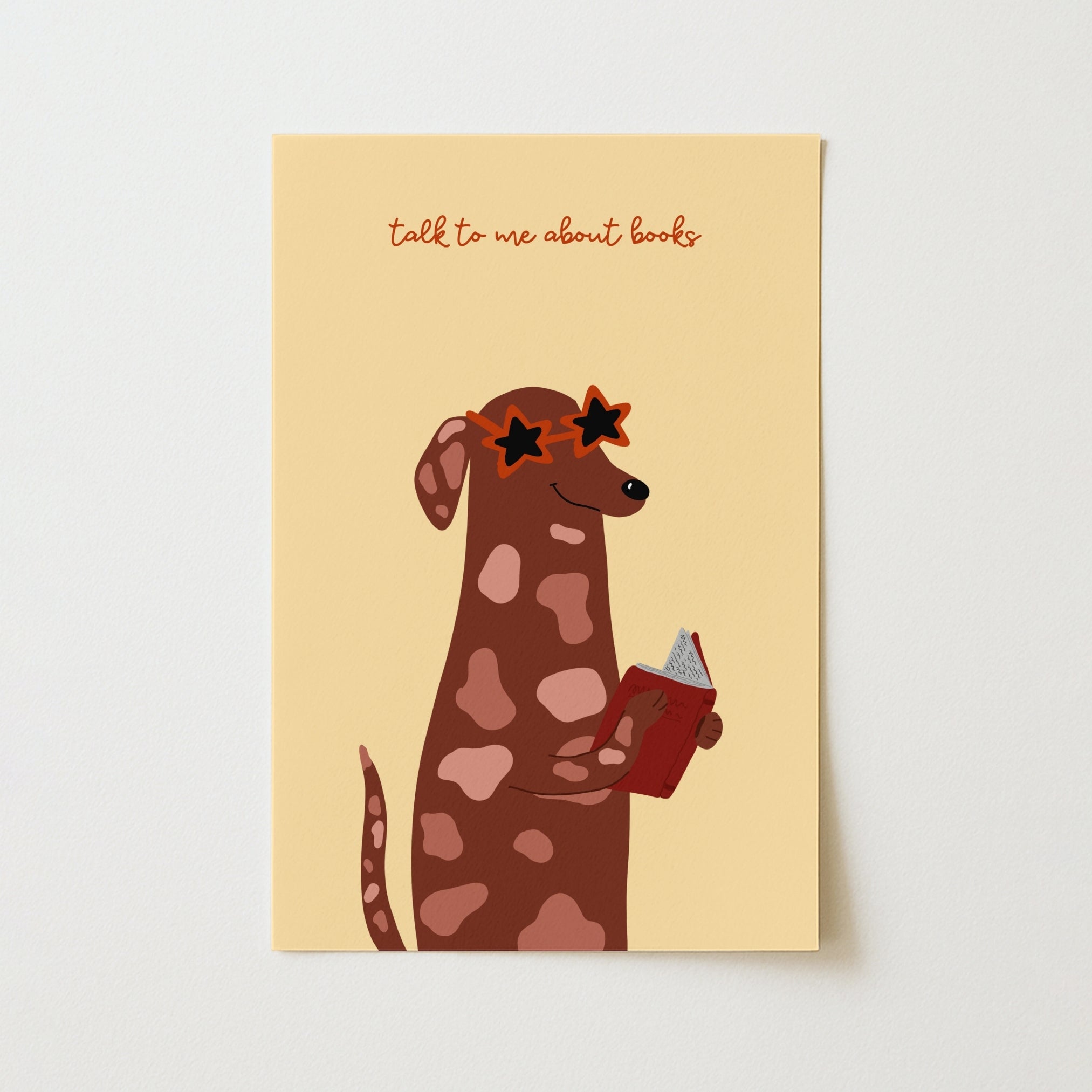 Talk to Me About Books Wall Art – Funny Dog Reading Poster