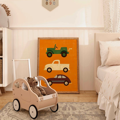 Vintage Cars Nursery Print