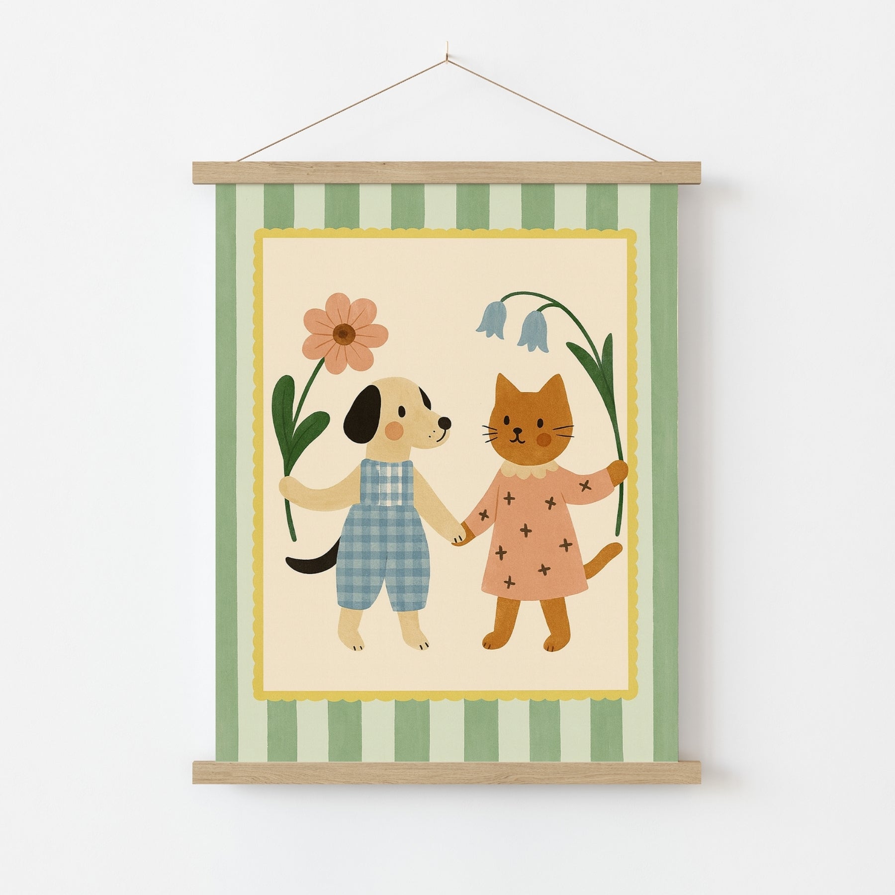 Stampa per cameretta di cuccioli e gattini - Simpatica decorazione murale con animali per bambini