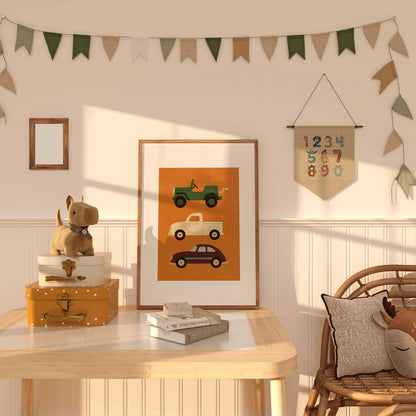 Vintage Cars Nursery Print