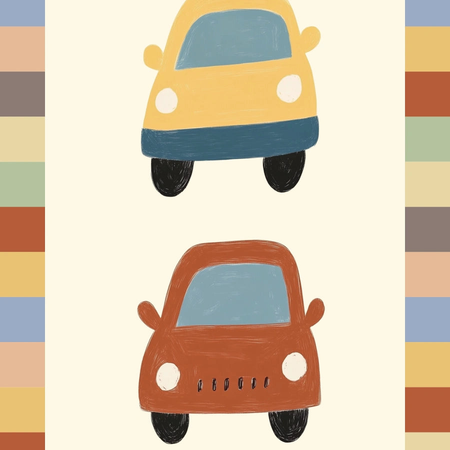 Arte murale per bambini con auto - Stampa colorata per la cameretta dei bambini